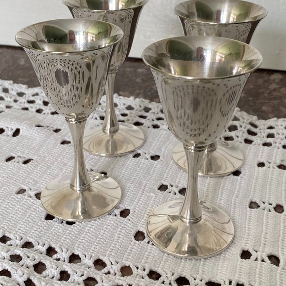 Set of 4 Valero Silver Plated Stemware, Cordial Cups, Made in Spain - Picture 1 of 16